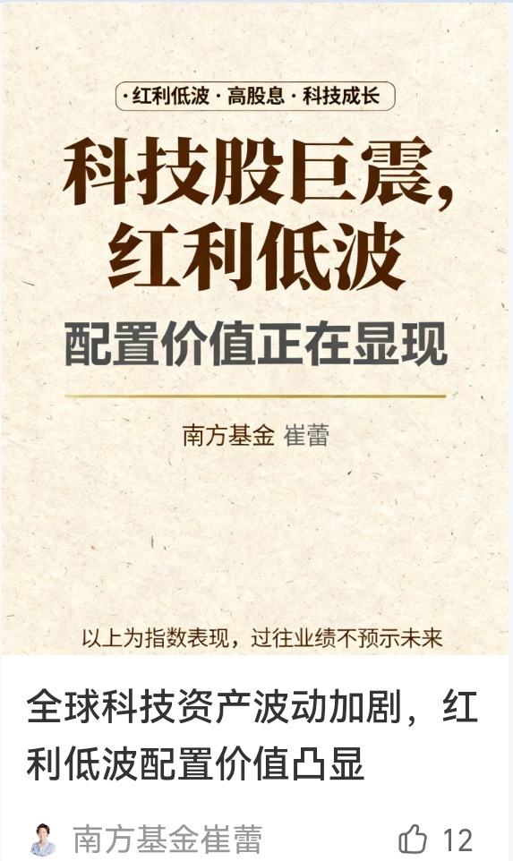 科技股红利低波主题线上图文卡片